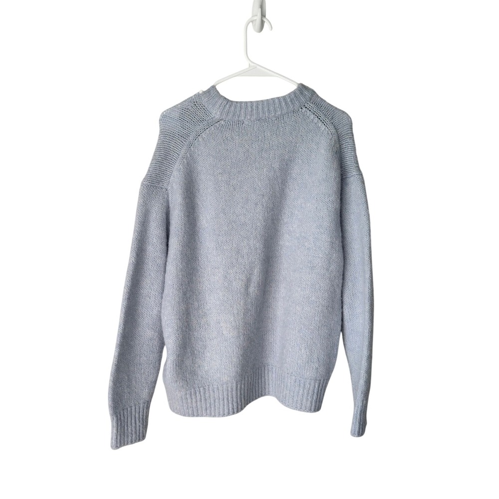 Zara Light Blue Gray Wool Alpaca Blend Knit Crewneck Sweater Womens Small
